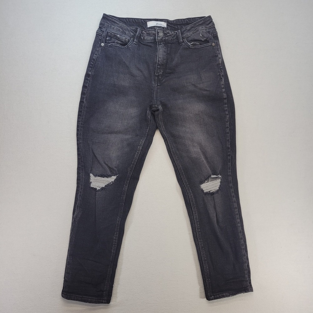 KanCan Jeans Womens 29 Black Skinny High Rise Dark Wash Distressed Denim